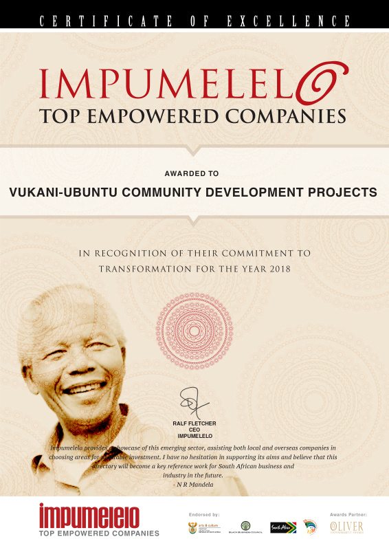 Impumelelo Top Empowerment Award to Vukani, 2018